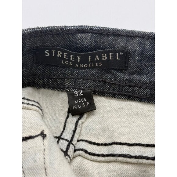 Street Label Los Angeles Coated Jeans Roses Floral Straight Metallic USA Size 32 - Picture 8 of 11